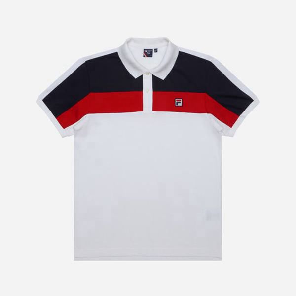 Camisas Polo Fila Mulher Branco - Fila Double Lines Functional Color S/S Loja Online Portugal,YHIM-9